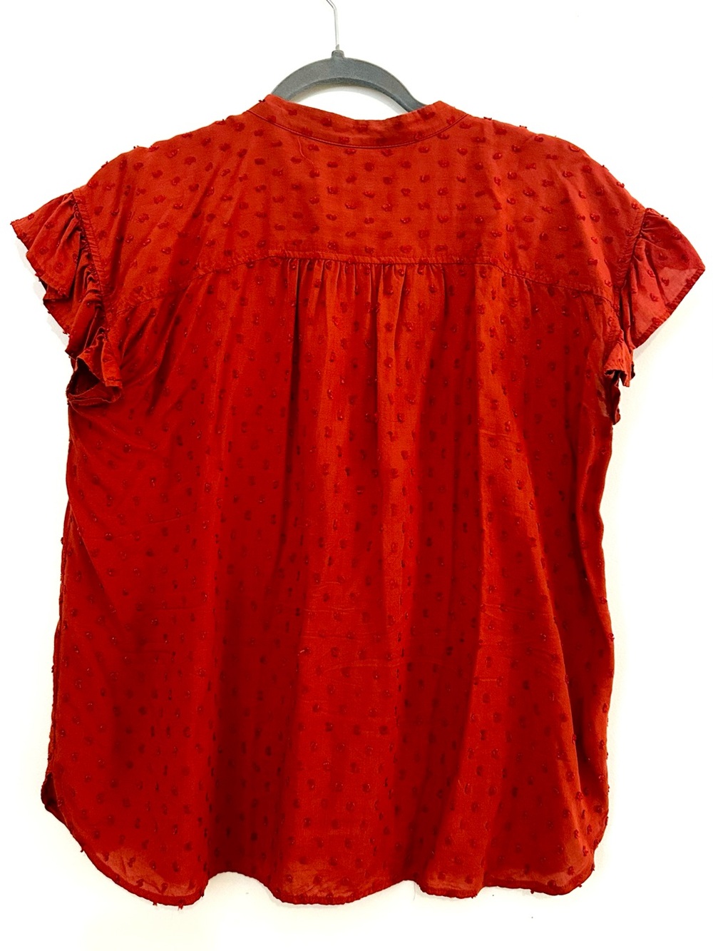 LOFT Rust Red Ruffle Front Short-Sleeve Blouse - Picture 2 of 5